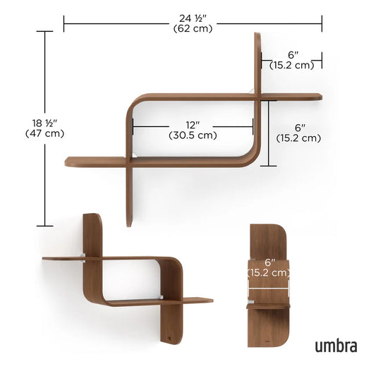UMBRA MONTAGE WALL SHELF (LIGHT WALNUT)