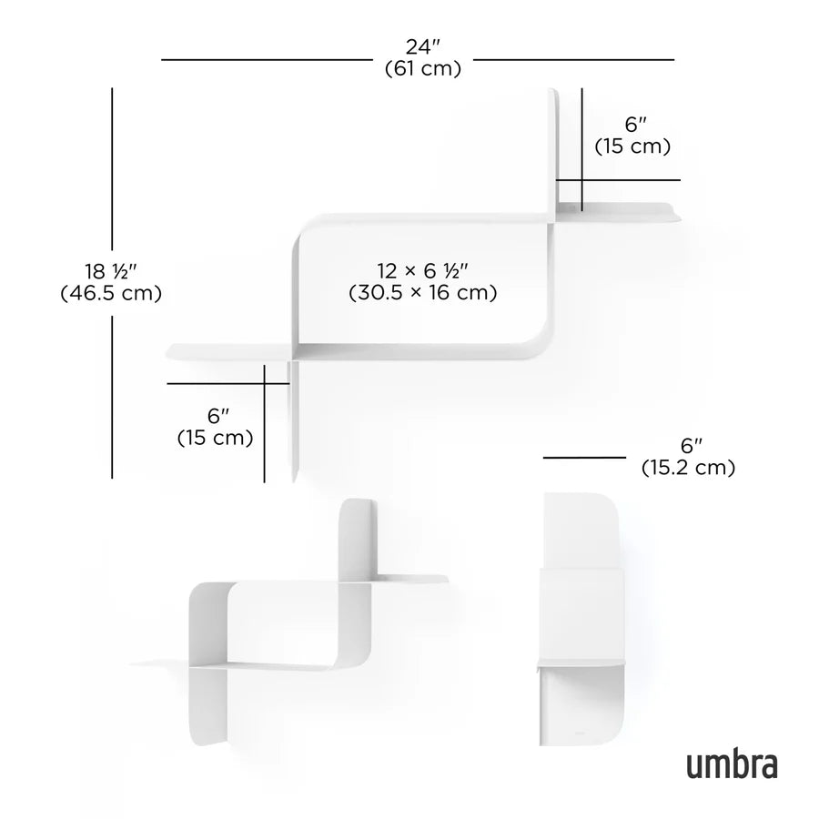 UMBRA MONTAGE METAL WALL SHELVES , SET OF 2