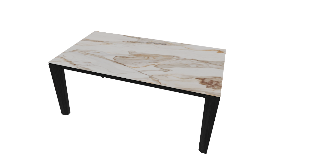 CALLIGARIS ALPHA TAV. 100X180X240 P15L/P31C IN GRESS CALACATTA PAONAZZO (LUCIDO) PIEDI NERO OPACO IN STOCK