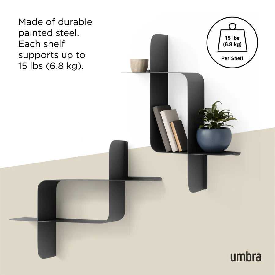 UMBRA MONTAGE METAL WALL SHELVES , SET OF 2