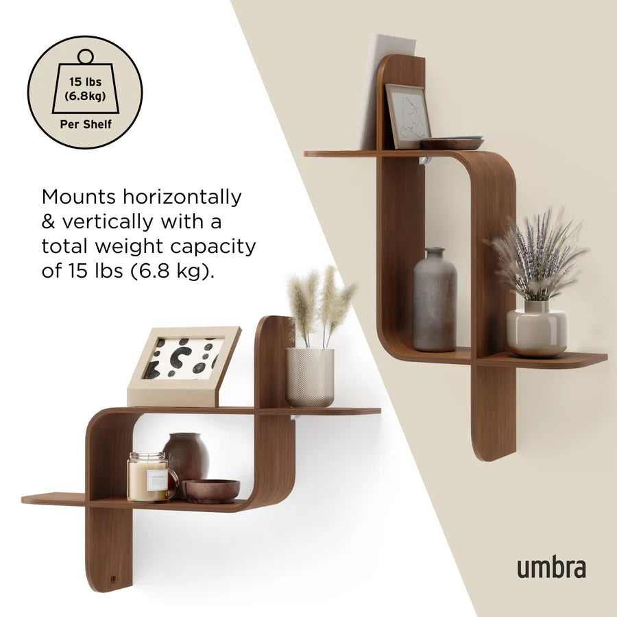 UMBRA MONTAGE WALL SHELF (LIGHT WALNUT)