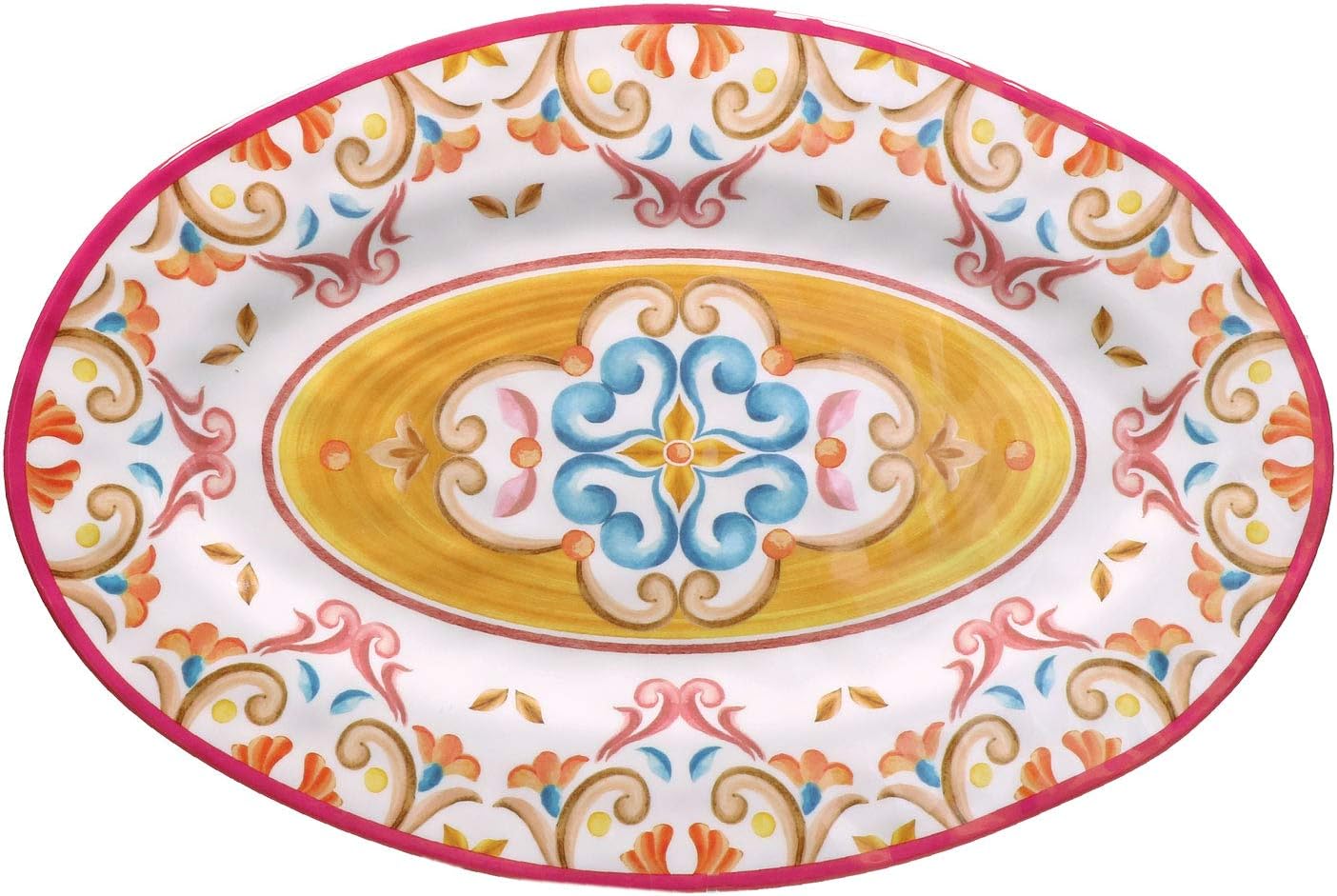 PLATEAU OVALE ROSES ET TULIPES BORGO
