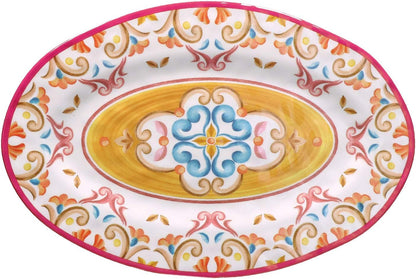 PLATEAU OVALE ROSES ET TULIPES BORGO