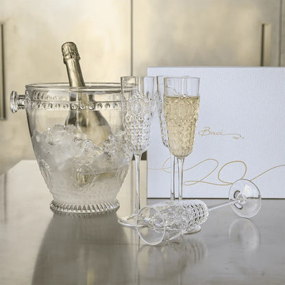 BACI MILANO SET 4 FLUTE + SECCHIELLO CHAMPAGNE - BAROQUE & ROCK ANNIVERSARY