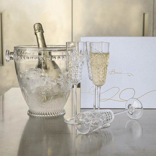BACI MILANO SET 4 FLUTE + SECCHIELLO CHAMPAGNE - BAROQUE & ROCK ANNIVERSARY