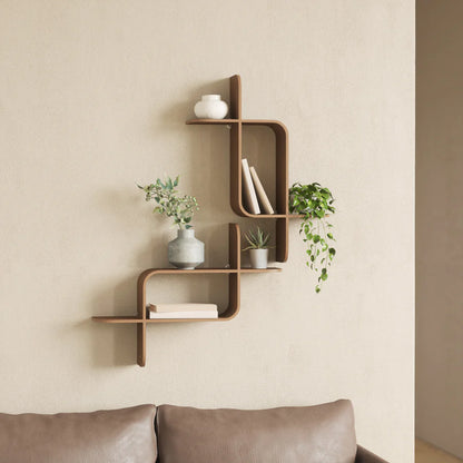 UMBRA MONTAGE WALL SHELF (LIGHT WALNUT)