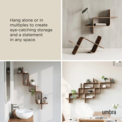 UMBRA MONTAGE WALL SHELF (LIGHT WALNUT)