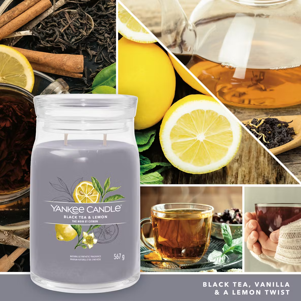 YANKEE CANDLE THÉ NOIR ET CITRON (DIFFÉRENTS STYLES) 