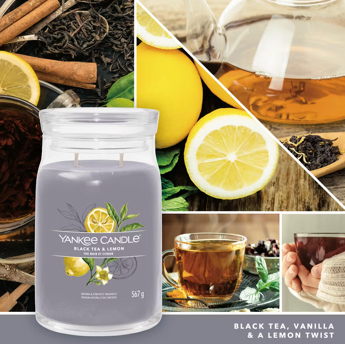 YANKEE CANDLE THÉ NOIR ET CITRON (DIFFÉRENTS STYLES) 
