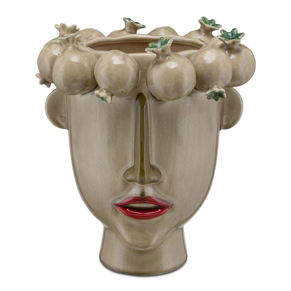 RITUALI DOMESTICI ARCIBOLDO VASO MELOGRANI BEIGE IN PORCELLANA 22X21,5X30H