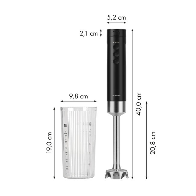 ZWILLING XTEND STARTER SET FRULLATORE A IMMERSIONE SENZA FILI CON STAZIONE DI RICARICA E TRITATUTTO 5PZ NERO