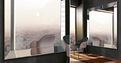 RIFLESSI TRAPEZIO SPECCHIO DA PARETE CON CORNICE INCLINATA SPECCHIANTE IN STOCK