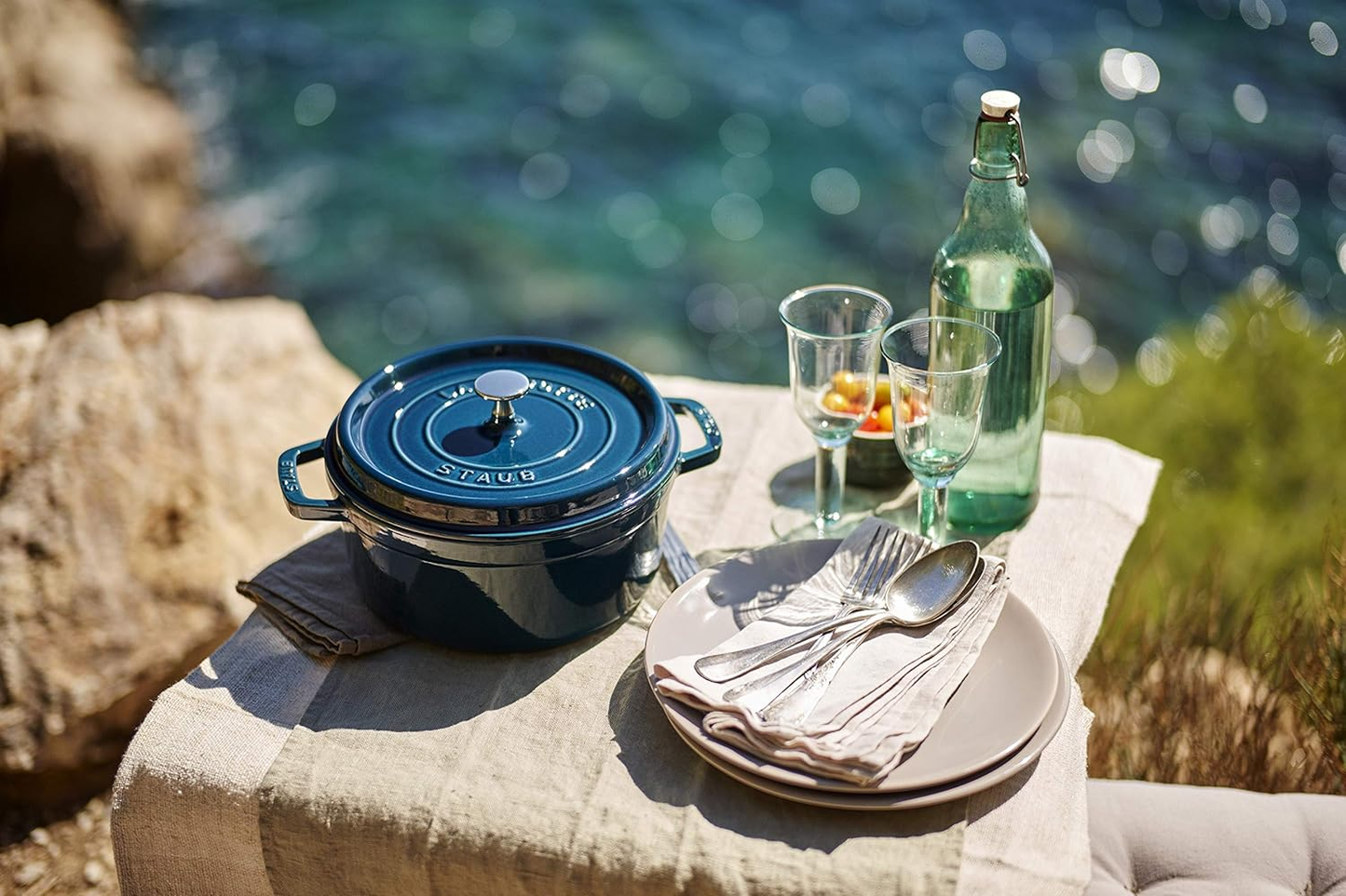 STAUB PENTOLA IN GHISA STAUB CASSERUOLA ROTONDA BLU LA MER 26CM
