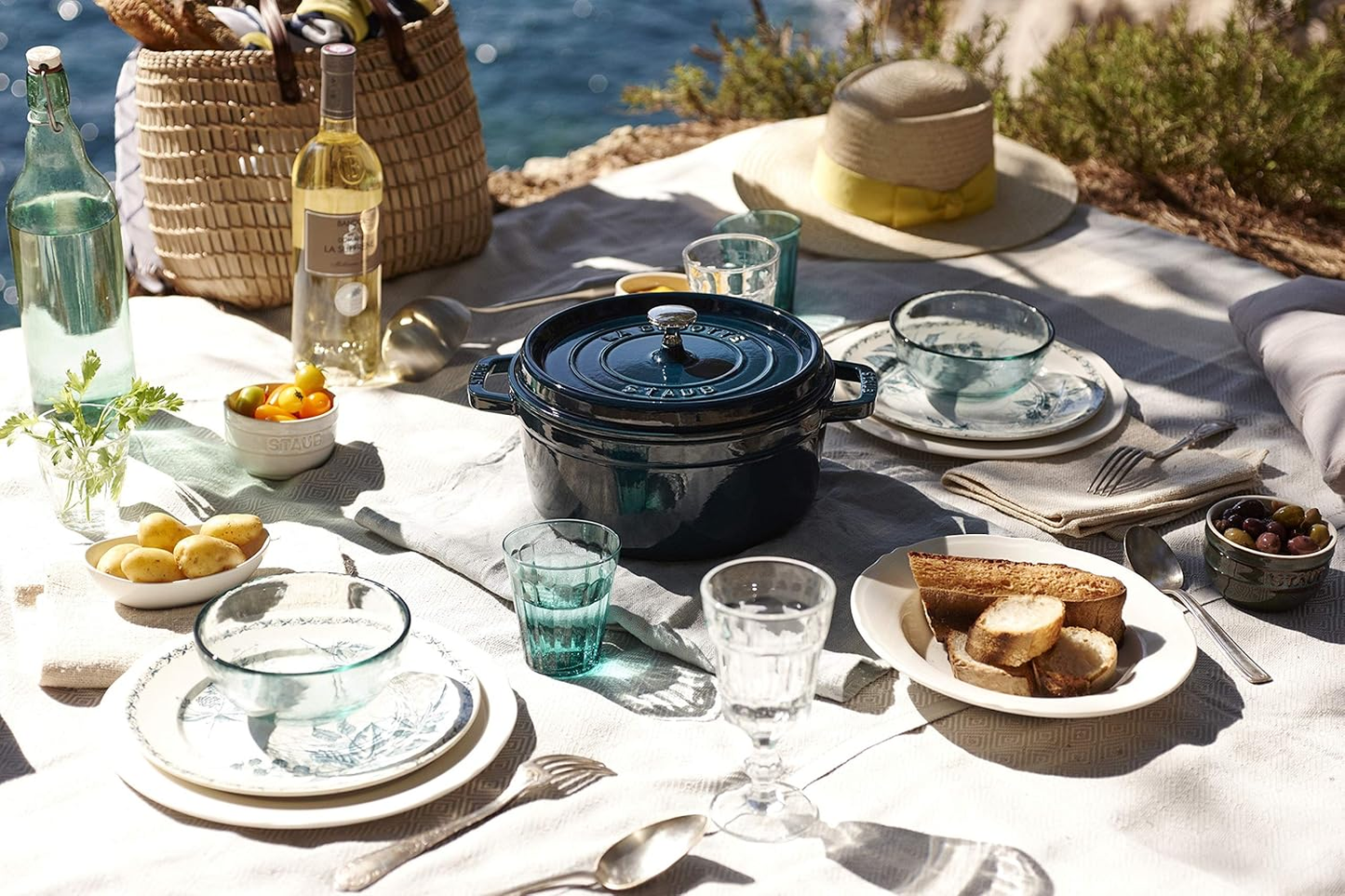 STAUB PENTOLA IN GHISA STAUB CASSERUOLA ROTONDA BLU LA MER 26CM