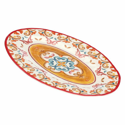 PLATEAU OVALE ROSES ET TULIPES BORGO