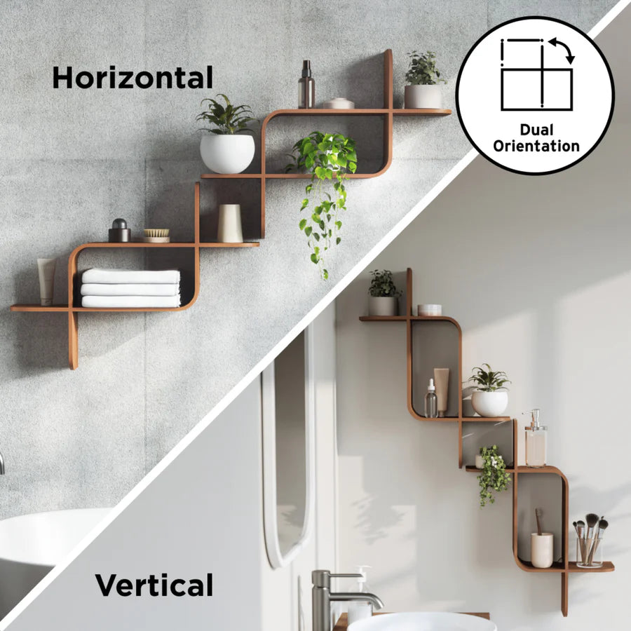 UMBRA MONTAGE WALL SHELF (LIGHT WALNUT)