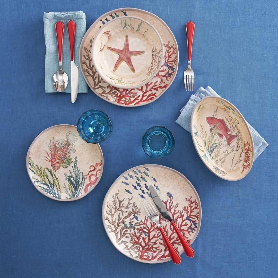 ROSE&amp;TULIPS 18 PCS SEA LIFE PLATE SET 