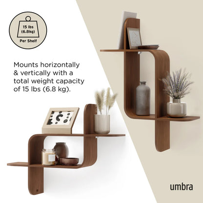 UMBRA MONTAGE WALL SHELF (LIGHT WALNUT)