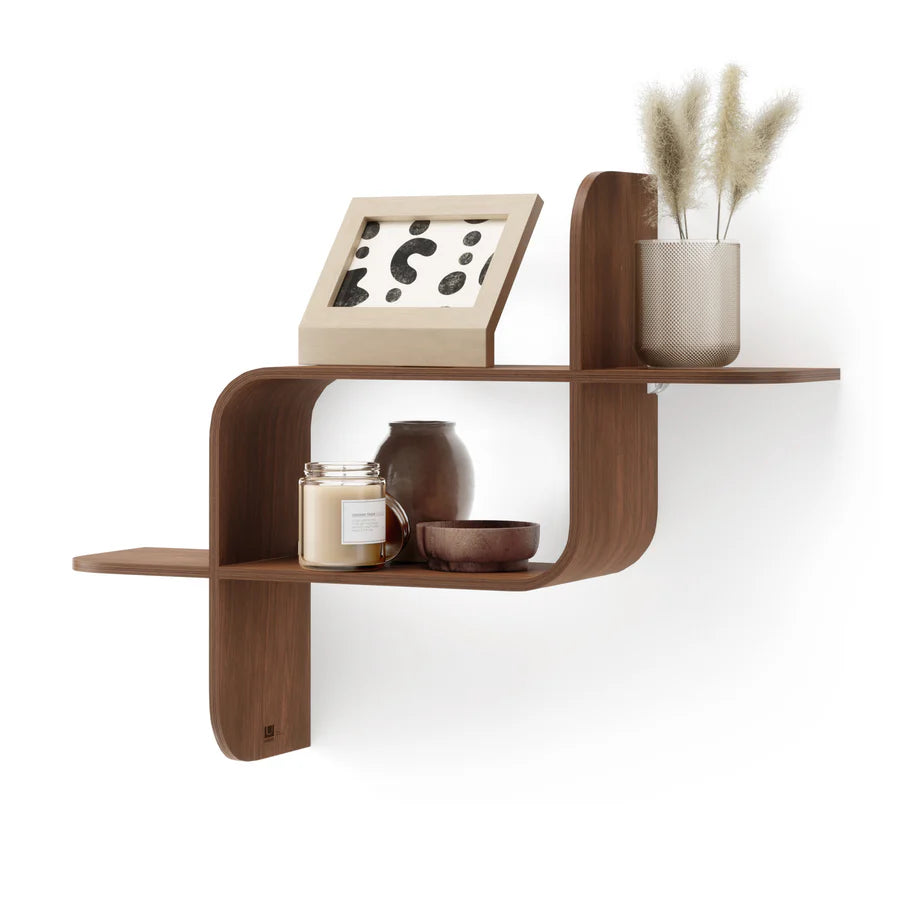 UMBRA MONTAGE WALL SHELF (LIGHT WALNUT)
